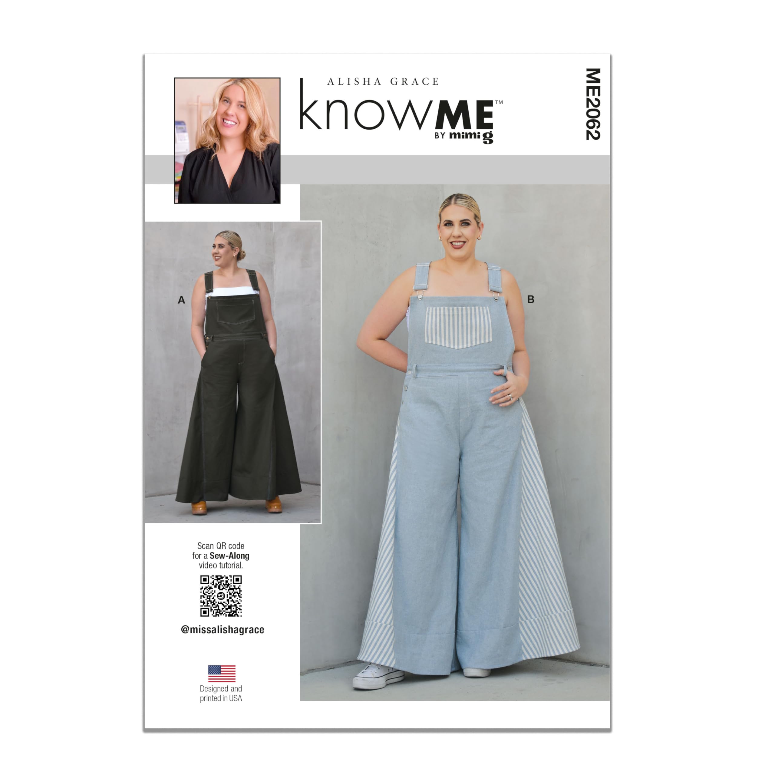 Amazon.com: Know Me Misses' Flared Leg Overalls Sewing Pattern Packet ...