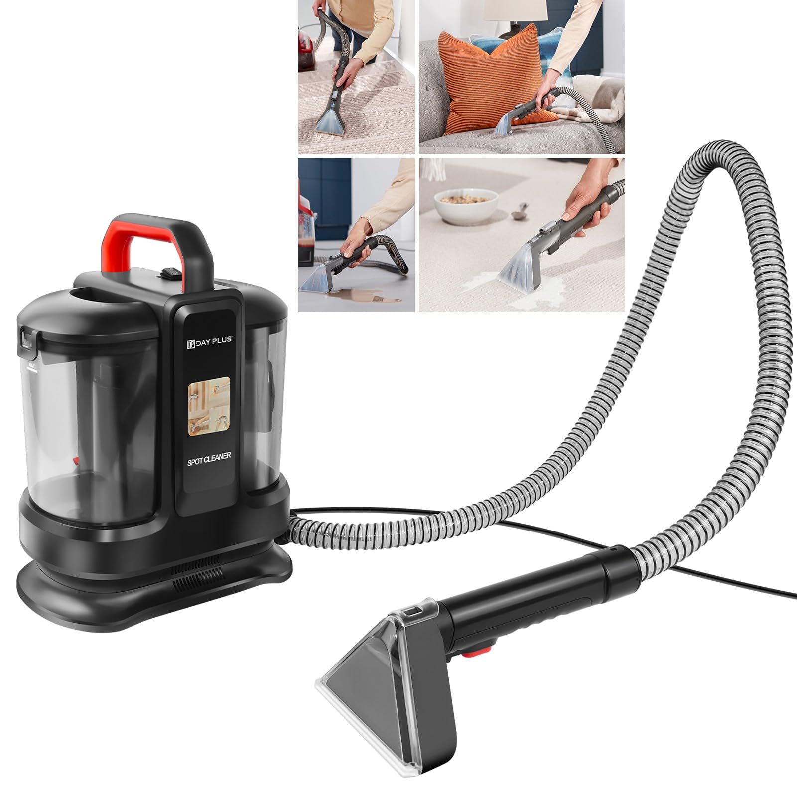 400W Polsterreiniger Gerät Teppichreiniger, 13KPa Reinigungsmaschine Nasssauger für Teppiche, Polster, Auto & Mehr, Leistungsstarker 400W Motor, 2 Wasserbehälter