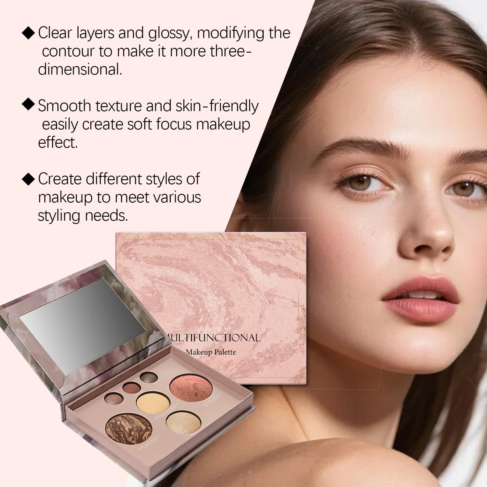 Paleta makijażu All in One z pieczonym fundamentem i wycofaną szczoteczką Kabuki, Subtle Beauty Makeup Stack dla dojrzałej skóry, Paleta cieni do oczu, Zestaw All-in-One z neutralnymi (8 pudełek)