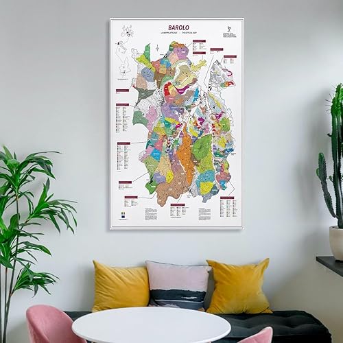 Miniatura 6 de Barolo - Póster de mapa de viñedo, mapa del vino, mapa de la región del vino, decoración de pintura, póster de arte de vacaciones, póster de lienzo