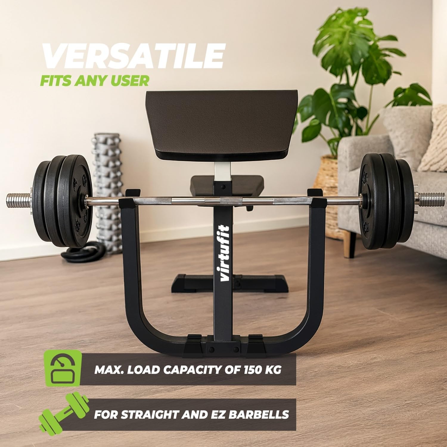 VirtuFit Preacher Curl Station – Verstellbare Curlbank mit Armstütze, Bizeps- & Armtrainer, stabile Hantelbank für Zuhause