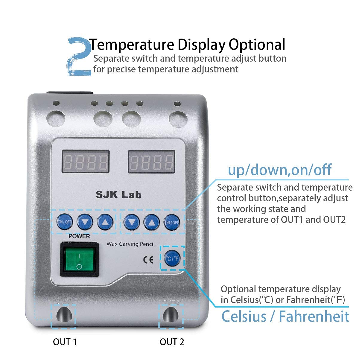 EustomA Electric Waxer Carving Double Pen Pencil Machine Wax Pot Tips Lab Equipment JT-21