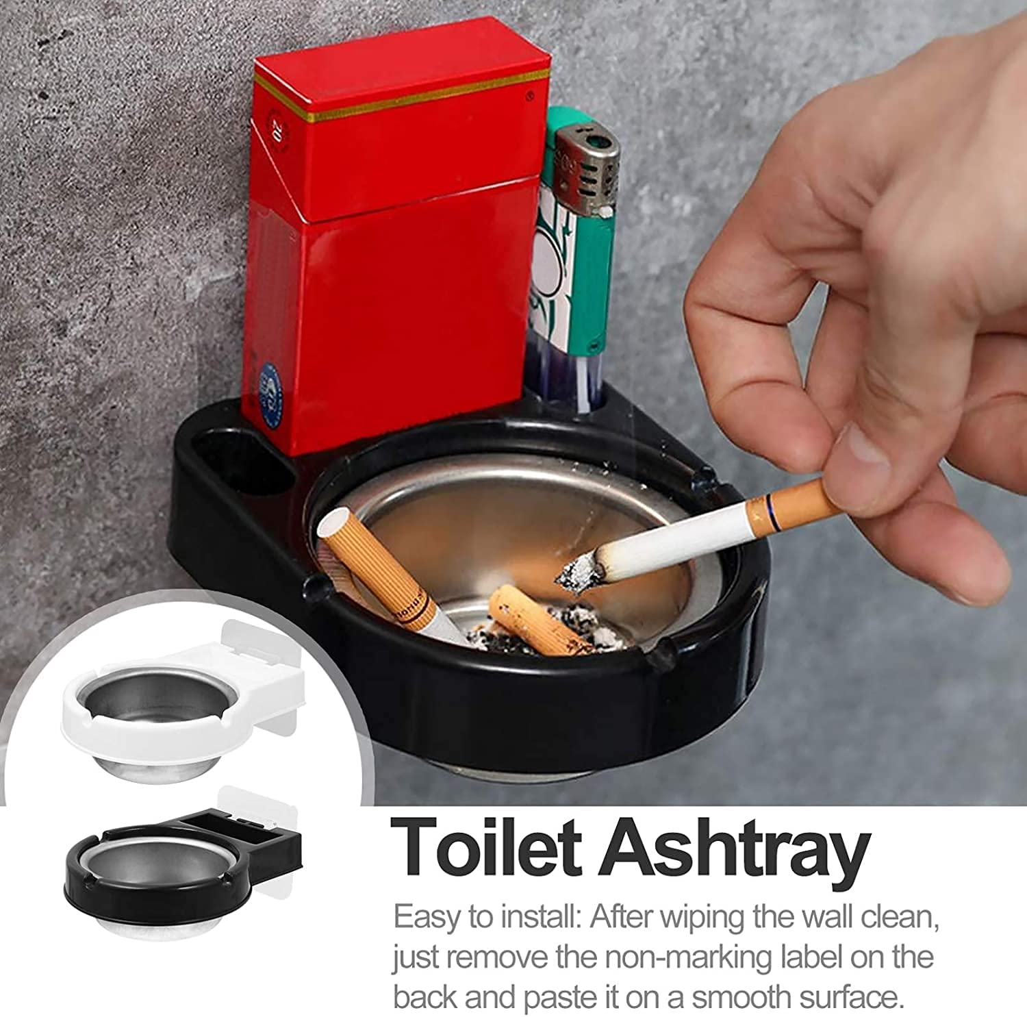 KPNG Stainless Steel Wall-Mounted Ashtray, Garden Ashtray Weed for Outside, Ash Holder for Smokeless, Wind Cool Ashtray Mold, Cigarette Ashtray for Outdoor Use (Pack Of-1, Black) 3