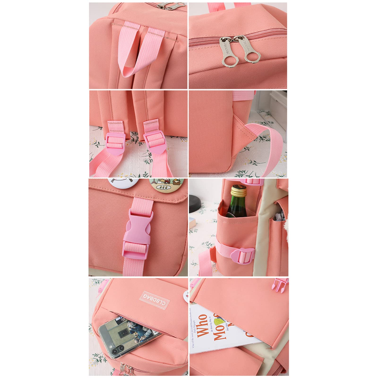 Set 3 Borse Per Ragazze | Zaino + Tracolla + Borsetta | Nylon | Stile Preppy