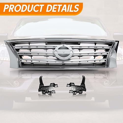 Miniatura 3 de YLT AUTO Cubierta de parachoques delantero Rejilla superior de repuesto Cubierta de malla frontal cromada Entrada de aire para Nissan Sentra S SV SL