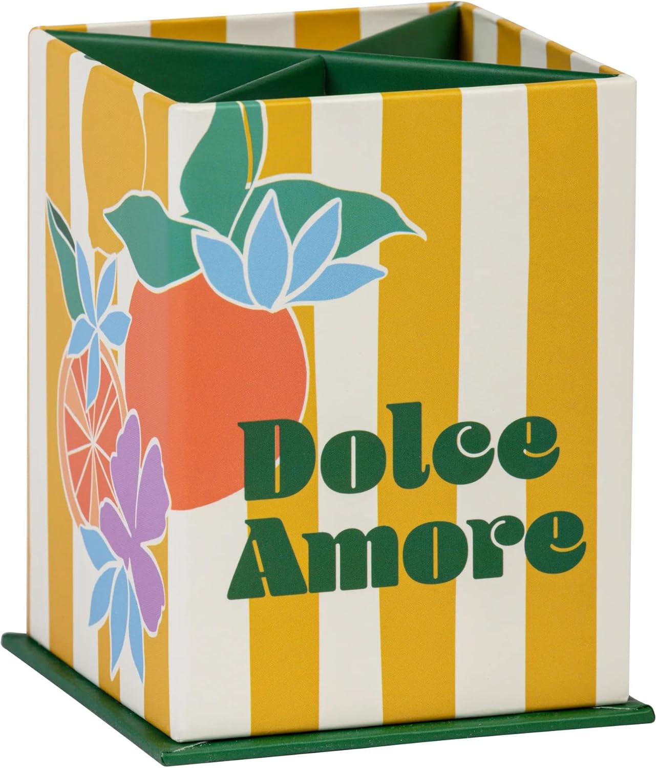 Clairefontaine 116279C - Un Pot à Crayons/Pinceaux/Stylos - Multifonctions en Carton aux Couleurs Vitaminées/Agrumes - Carré 8,5x8,5x11 cm - Home Office - Collection Dolce Amore