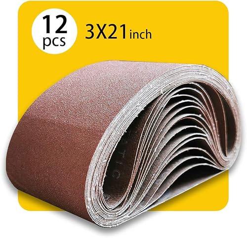 Miniatura 6 de Paquete de correas de lijado de 3 x 21 pulgadas, 3 x 21 pulgadas, 3 x 21 pulgadas, 12 unidades (4 de cada uno de 80 granos 120 150) óxido de