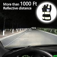 Vista 4 de Chaleco de seguridad reflectante de alta visibilidad para hombres y mujeres con bolsillos y cremallera frontal, cumple con los estándares ANSI/ISEA