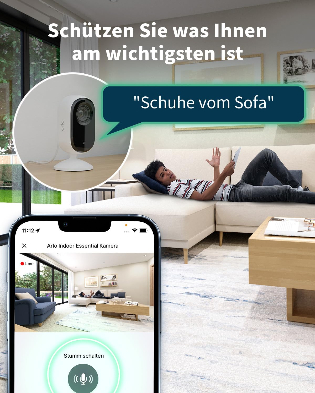 Arlo Kabellose HD Video-Türklingel & 2K Überwachungskamera für den Innenbereich – Smart Home Schutz für Familie & Haustiere, Nachtsicht, Bewegungserkennung, Zwei-Wege-Audio, kompatibel mit Alexa