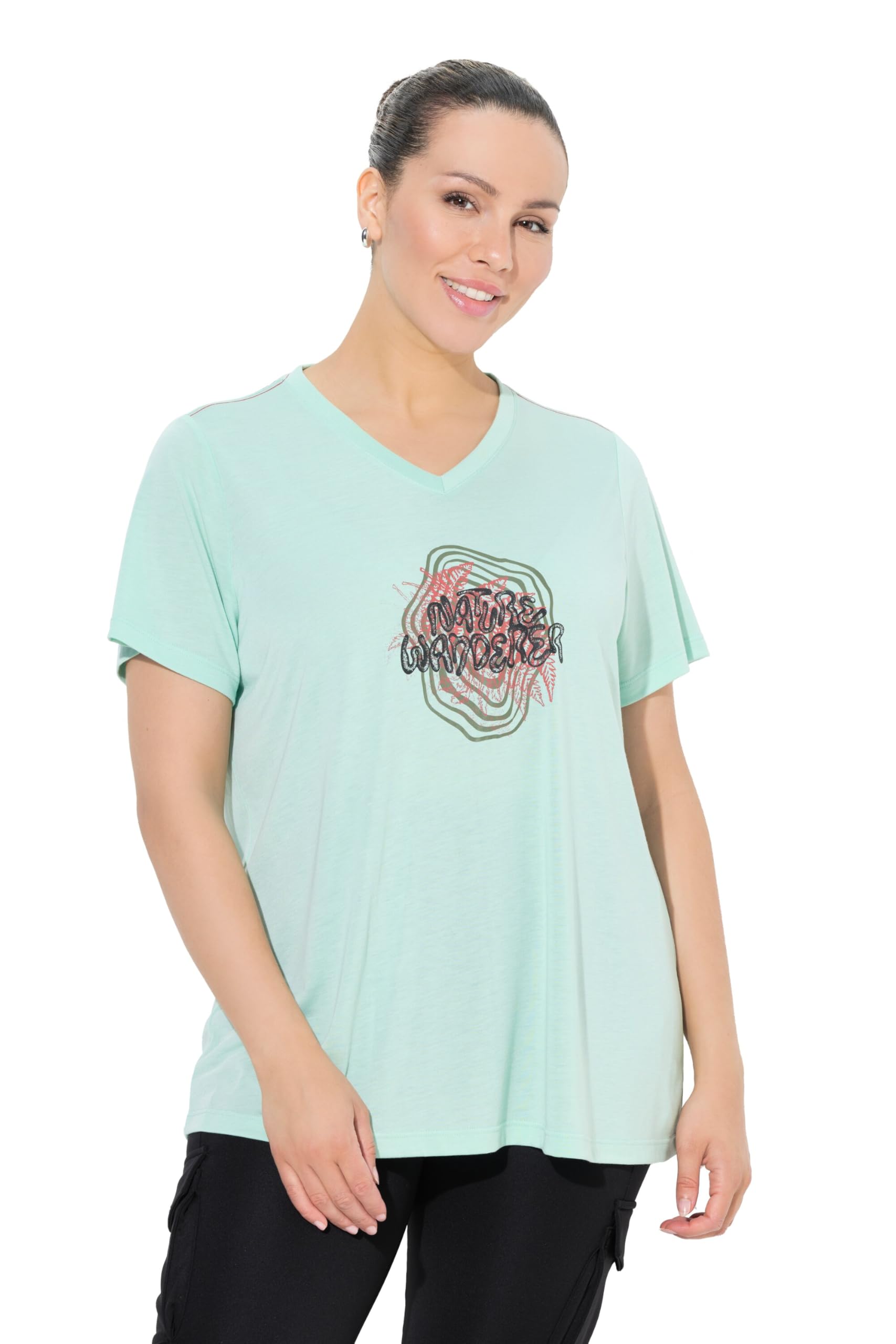 Ulla Popken Damen große Größen Übergrößen Plus Size Funktionsshirt, V-Ausschnitt, Halbarm 840346