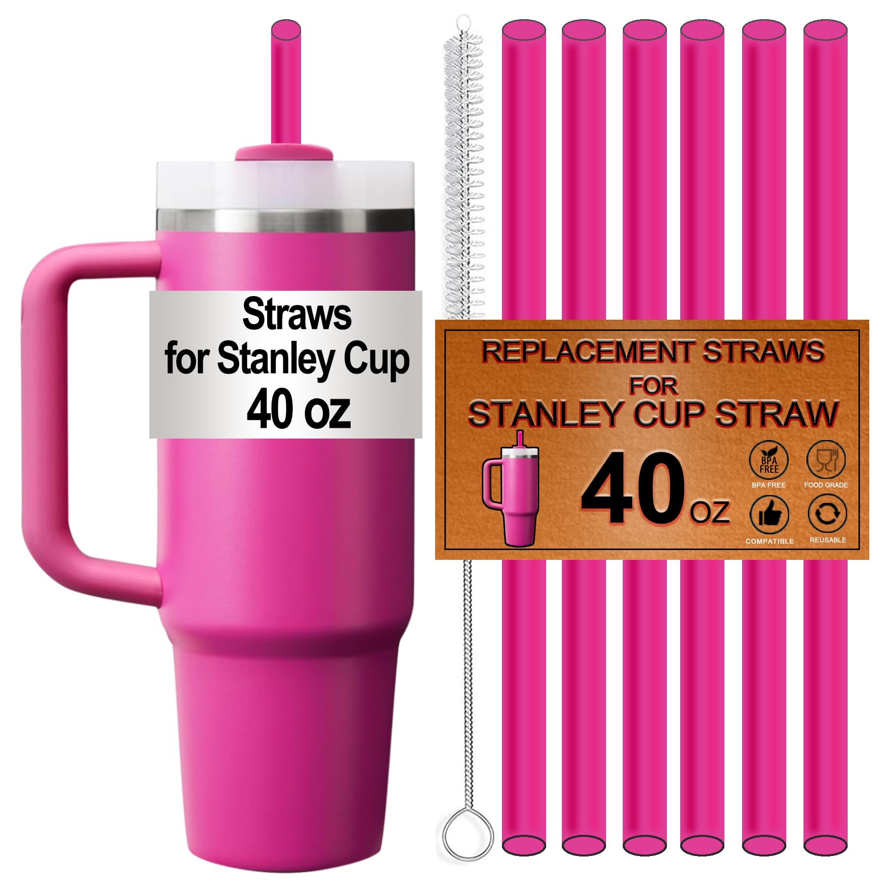 Amazon | Stanley Cup 40オンス用ストロー 6本パック 交換用ストロー 