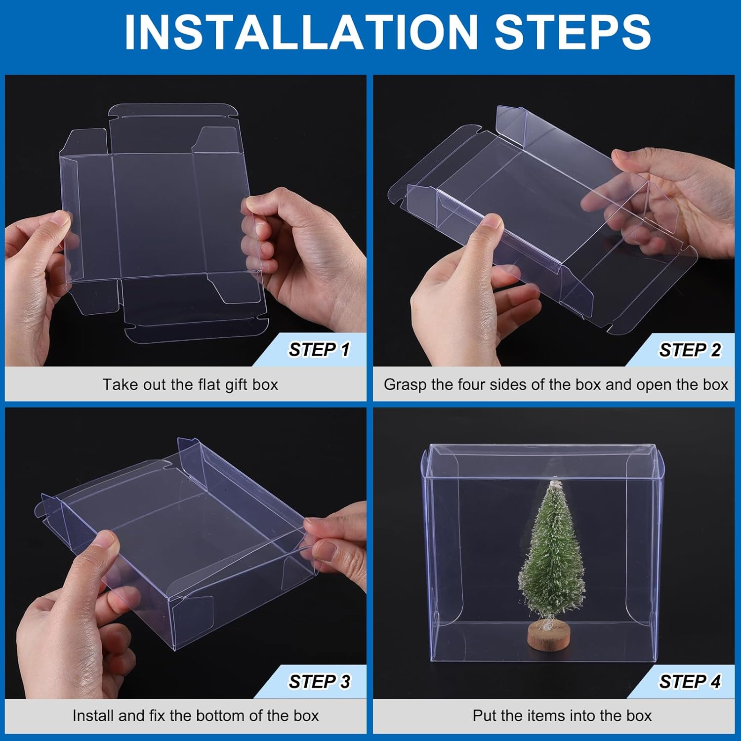 MECCANIXITY Plastic Retail Boxes 5.2x3.2x5.6 (133x83x142mm) Gift Box with Protecting Film for Candy, Cookies, Christmas, Wedding, Party Wrapping Clear Pack of 2