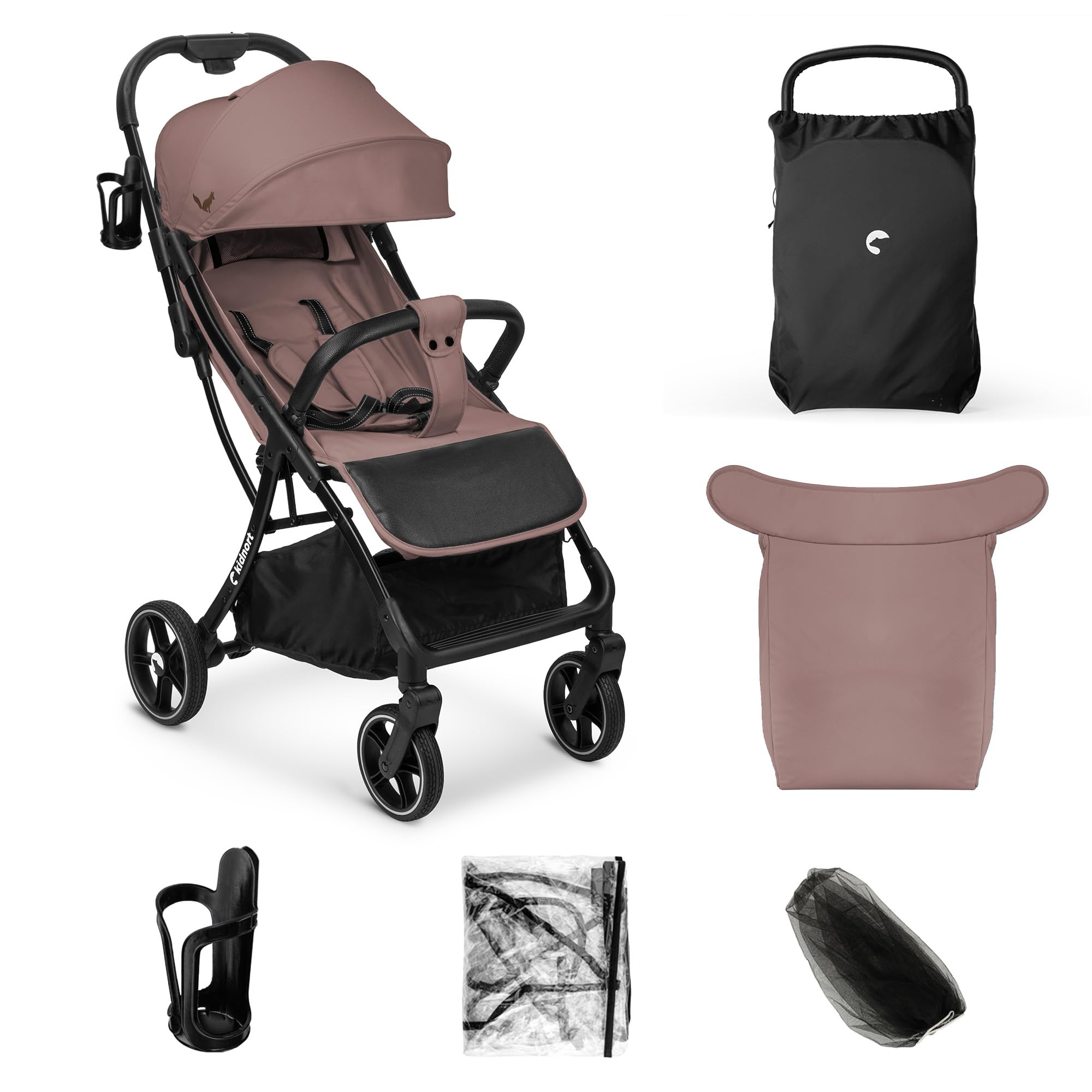 Fjällräv Cochecito de bebé plegable fácilmente desde el nacimiento hasta 22 kg con función reclinable, arnés de 5 puntos, respaldo y reposapiés ajustables, ventana de ventilación, juego de