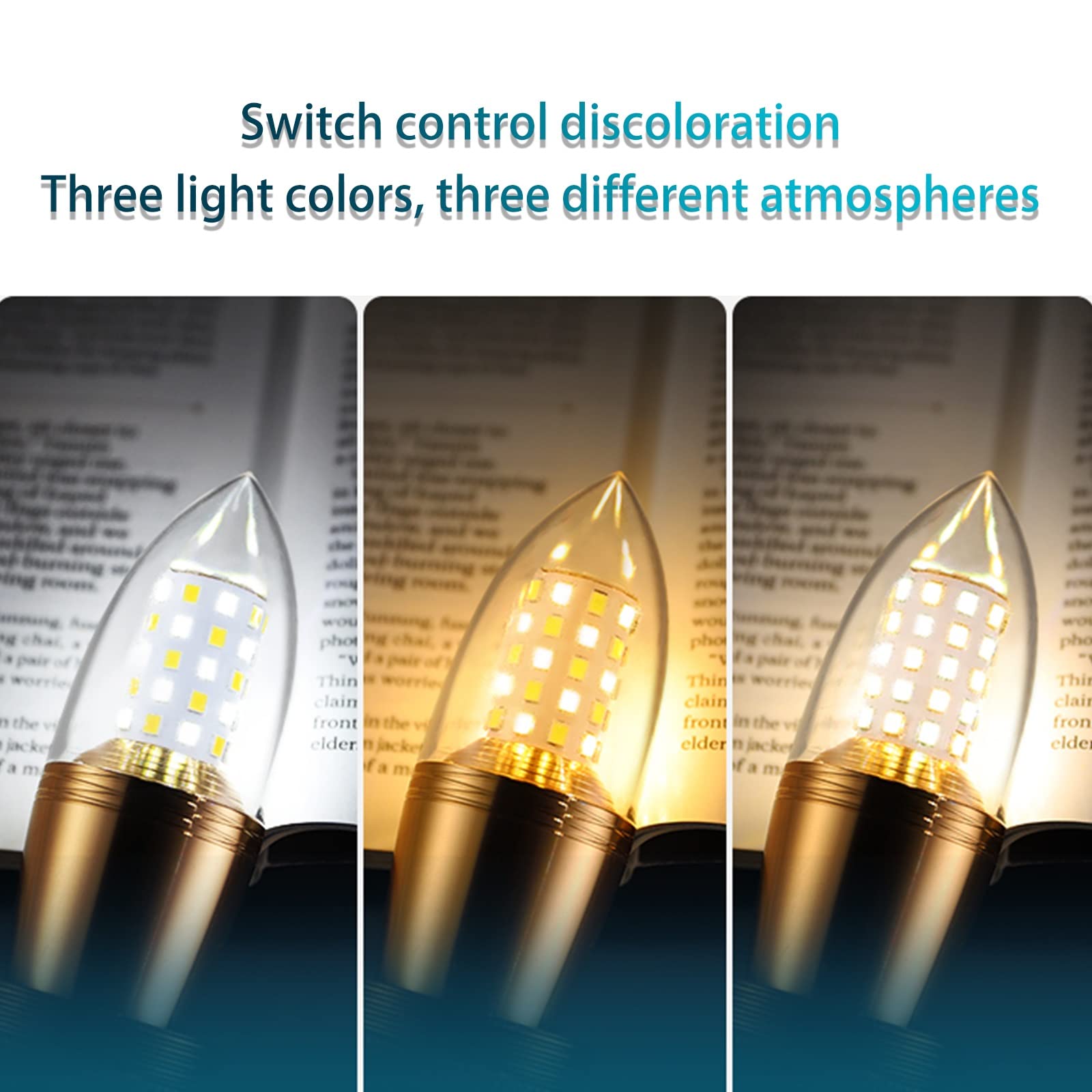 BVCL Lampadina E14 LED dimmerabile, Lampada a LED da 6W (sostituisce Le lampade alogene da 45 Watt), Lampadina E14 da 500lm, Ra＞80， Luce cangiante Tricolore, 11 Pezzi (Color : White)