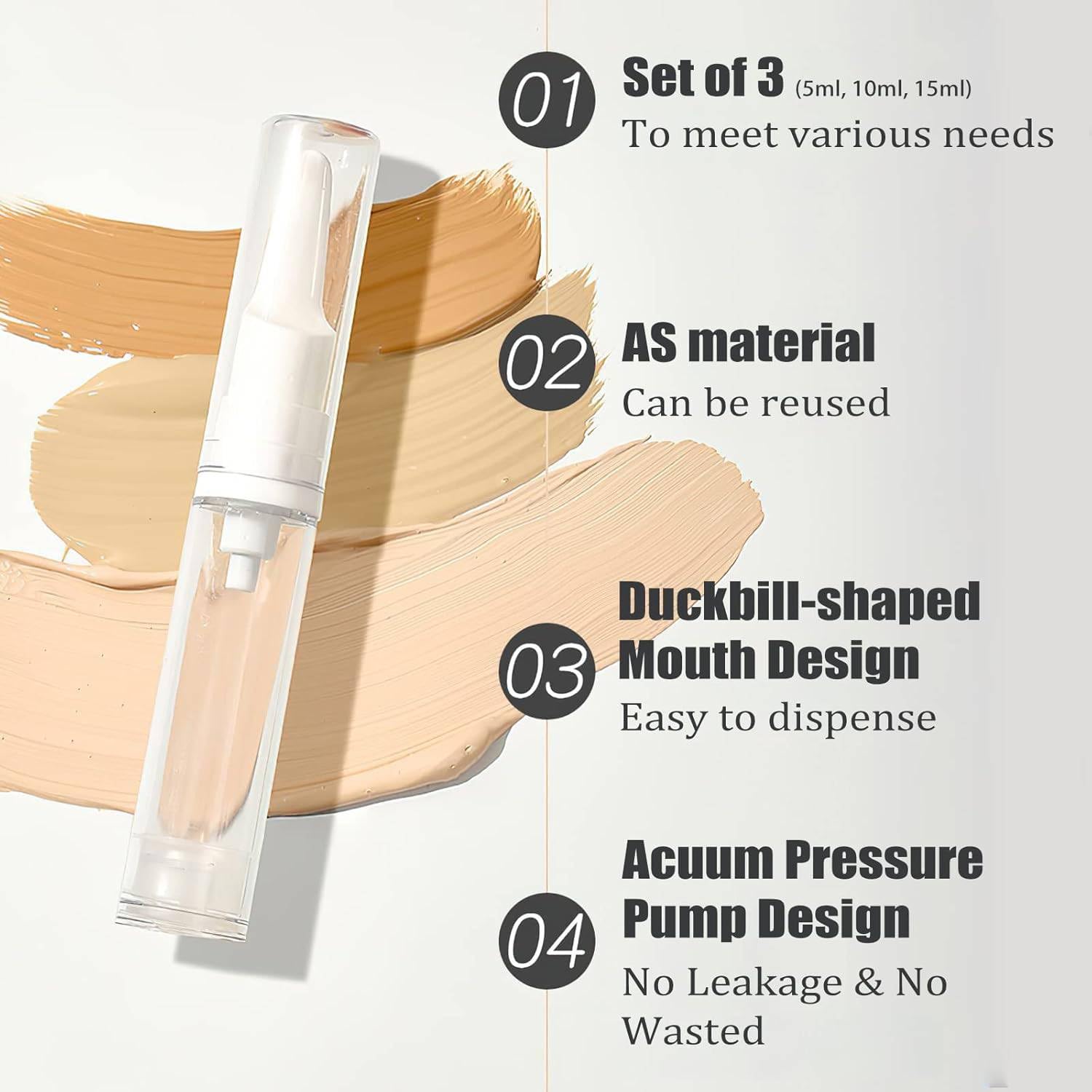 Prostuff.in® 10ml Travel-Sized Airless Vacuum Pump Bottle Leak-Proof, Unscented, and Portable Containers Liquid Dispenser Bottle for Lotion, Cream, Eye Serum, and Toiletries Cosmetic Container 2 Pcs - Image 2 thumbnail