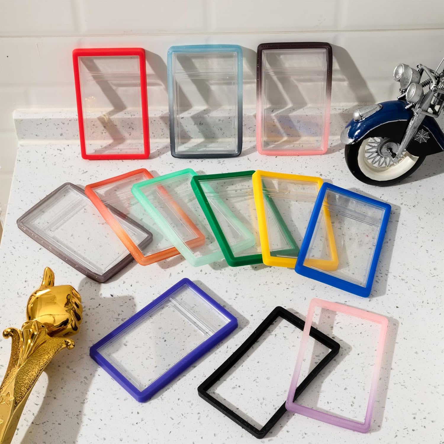 12 Pcs Bumper Guards for Psa 35pt Graded Cards, 5.4 x 3.4 Inches Silicone Psa Slab Protectors Case Sleeve with Nice Fit and Shock Absorbing Edge Protection Pack (Gradient and Solid Color)