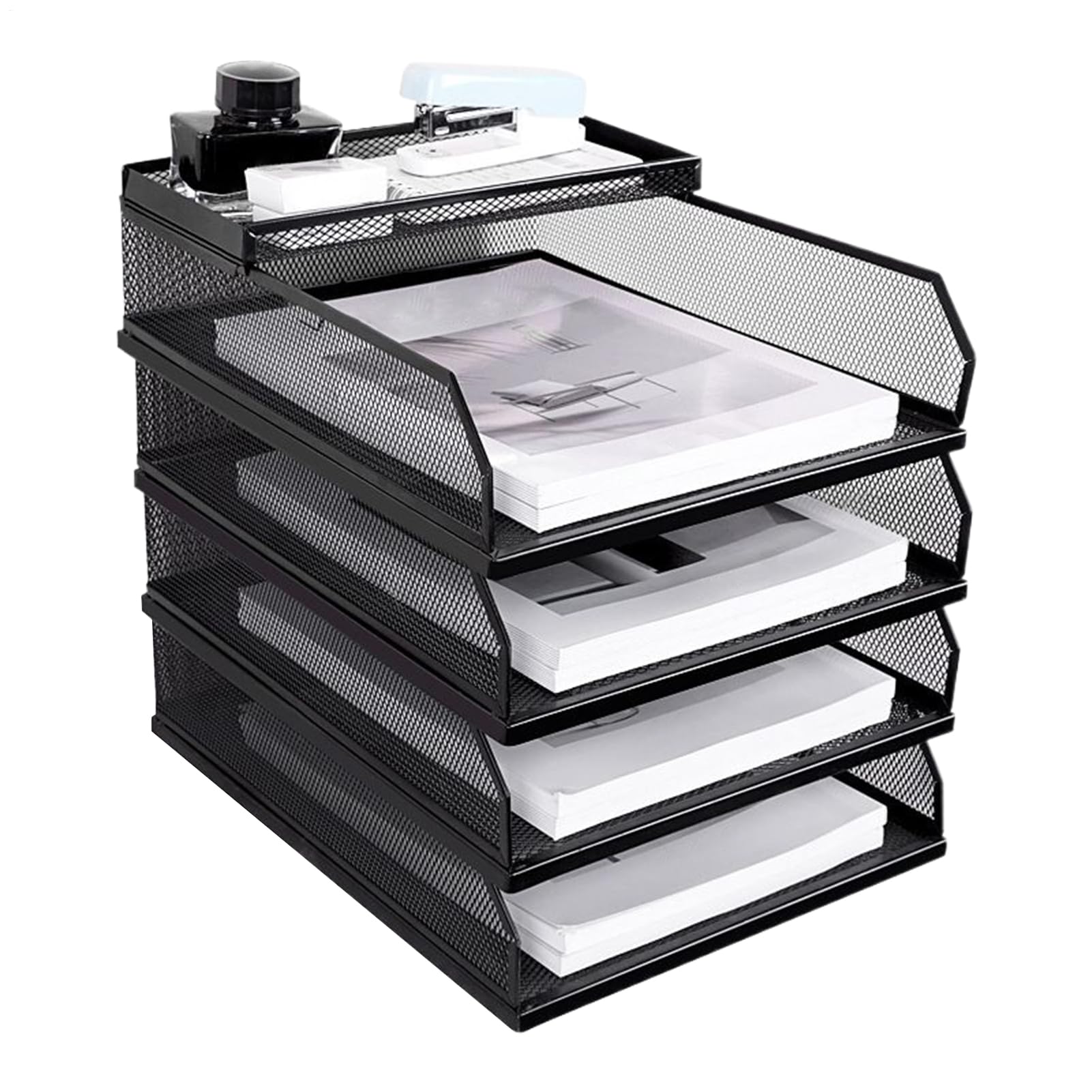 Organizzatore di carta per ufficio - Organizzatore di file a maglia,Porta documenti verticale per quaderni da biblioteca Cassetti Casa