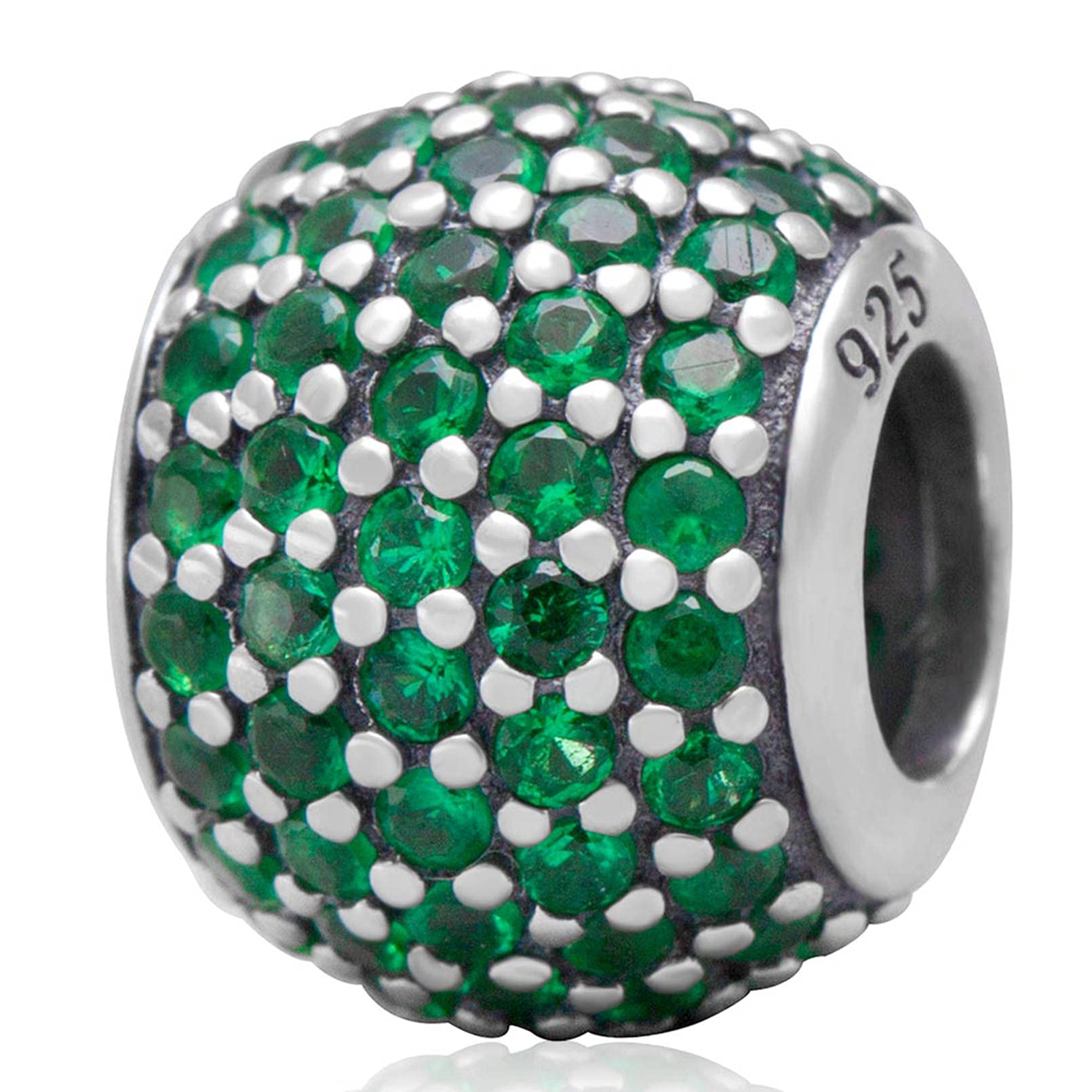 EMOSTAR Birthstone Charms fits European Bracelet Necklace, Pave Sparkle Cubic Zirconia Bday Beads in 925 Sterling Silver, Gifts for Women/Men/Friend/Happy Birthday