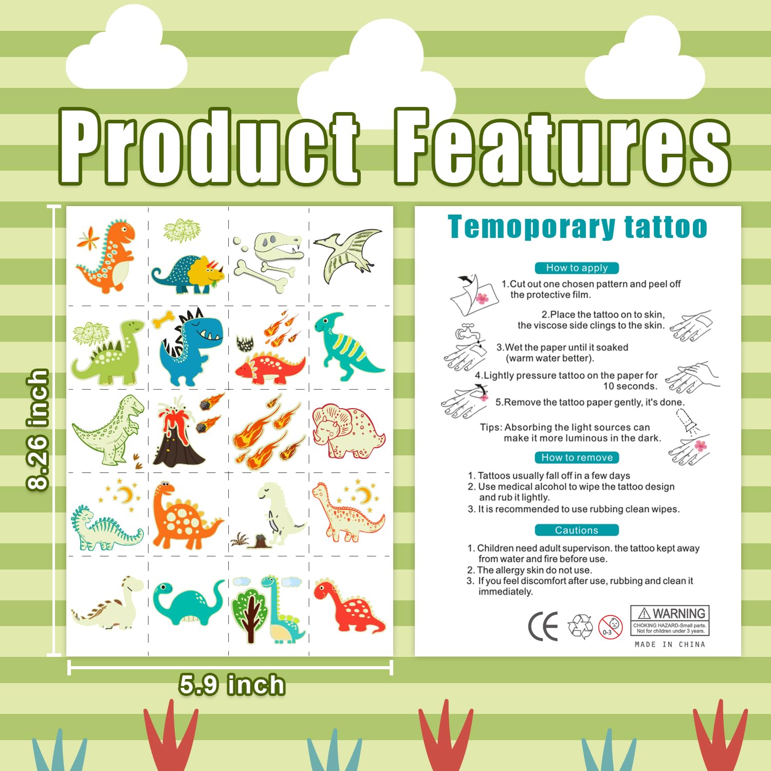 TatoYard Gadget Compleanno Bambini, 2 Fogli Tatuaggi Fluorescenti per Bambini, Tatuaggi Temporanei Stickers per Ragazzi Ragazze, Festa Compleanno Regalo Accessori Bambini (Animale