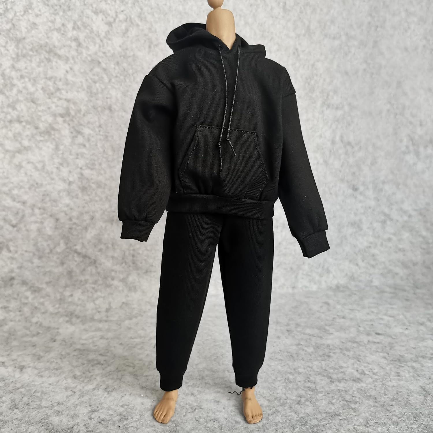1/6 Custom Scale Man Hoodie + Trousers Pant Outfit for 12" Male Action Figure Doll Clothes (Black Hoodie + Black Pant)