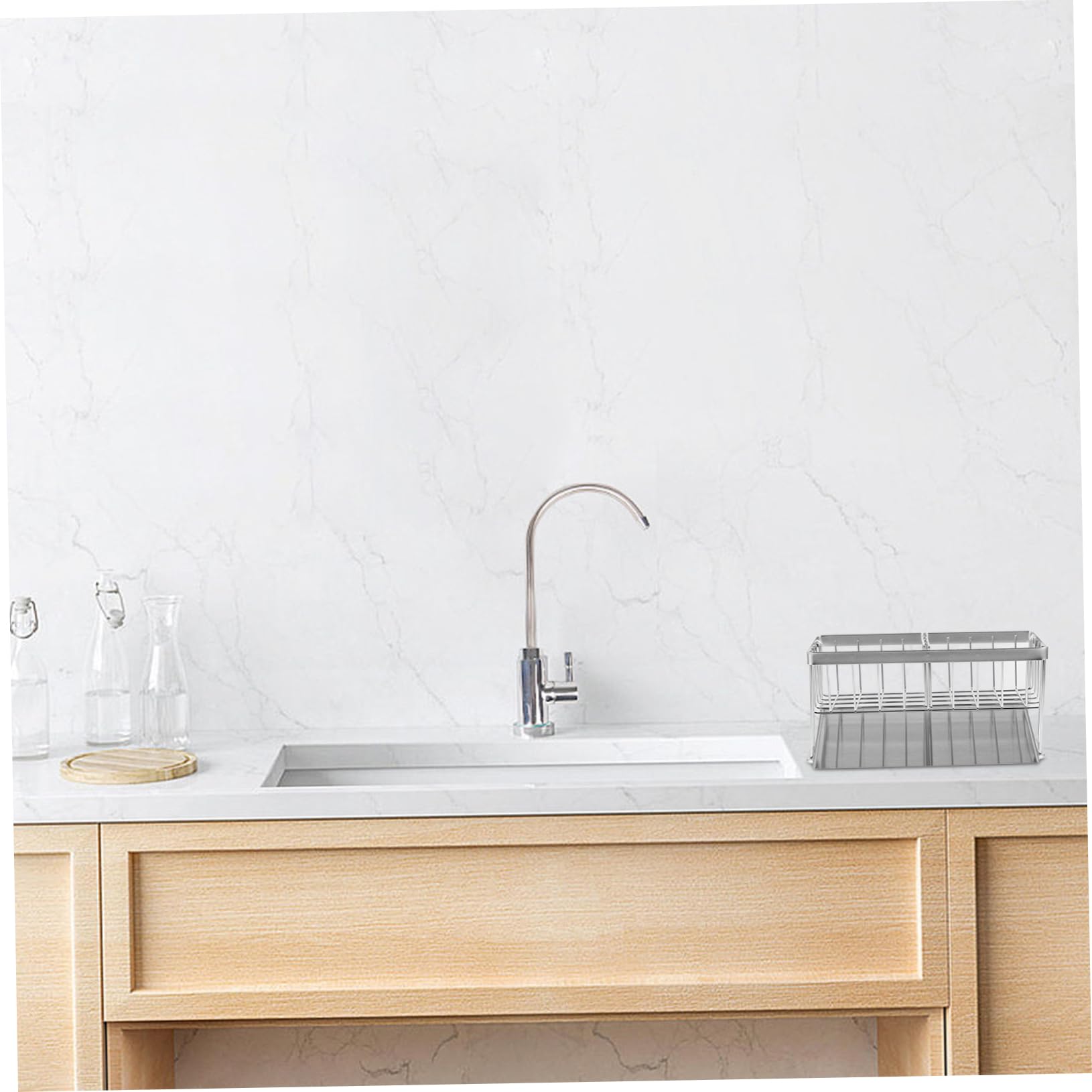 Organizer per Lavello Cucina Inossidabile Portaspugna e Porta Asciugamani con Vassoio Gocciolante Accessorio Multifunzionale per Cucina e Bagno Facile da Installare e Resistente