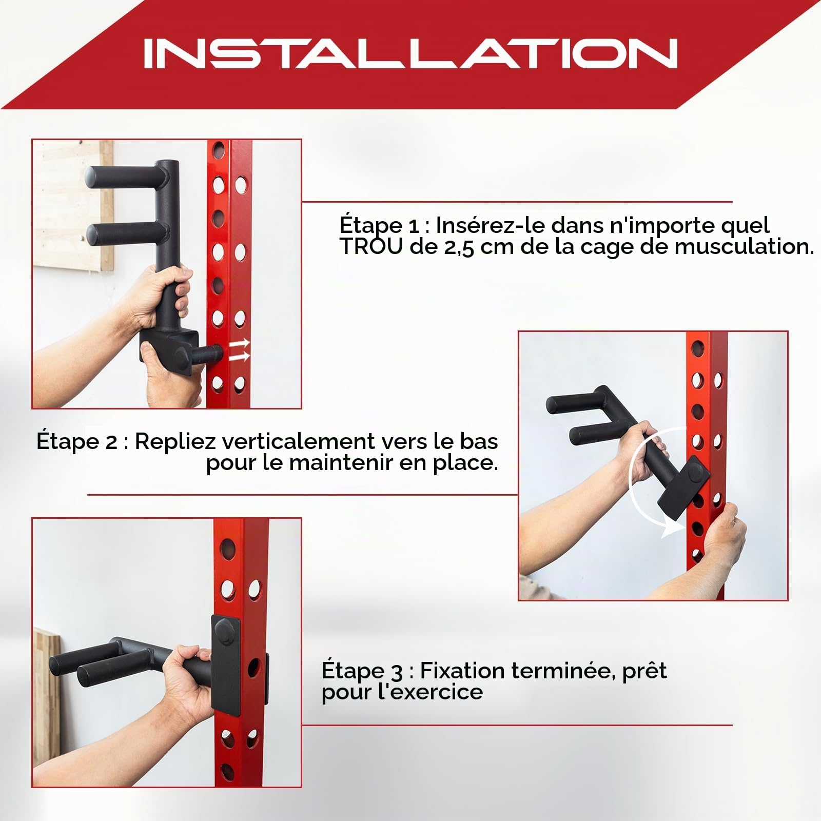 'Yes4All 350 LBS Capacity - Dip Bars for 2x2 with 1'' Hole Power Cage, Squat Rack Attachments - Narrow and Wide Grip Handles Dip Attachment for Dips, Pull Up, Push-up'