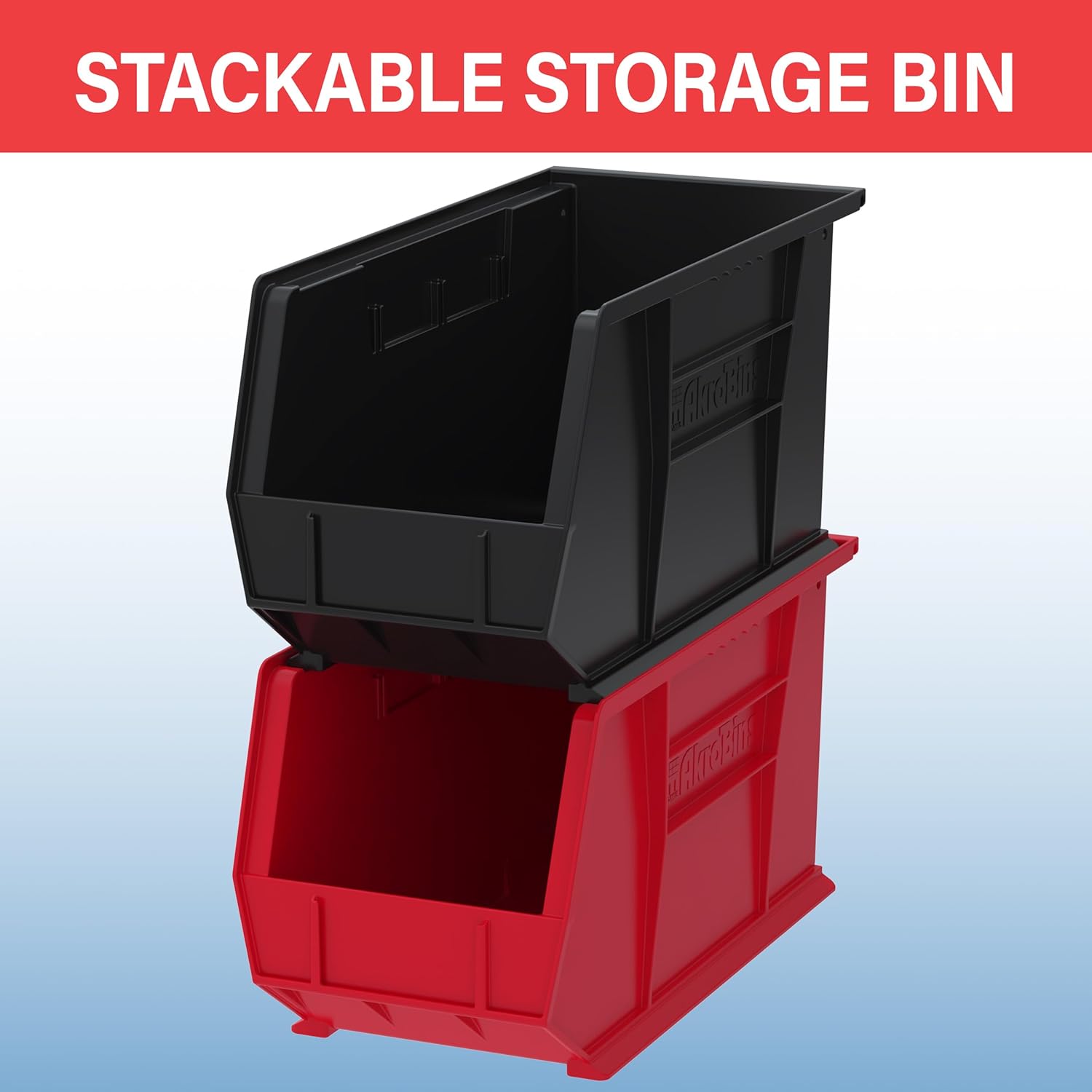 Akro-Mils 30265 AkroBins Plastic Storage Bins, Space-Saving Stackable Bins for Garage, Pantry, Craft Organization, 18-" x 8.25-" x 9-", Blue, 6-Pack