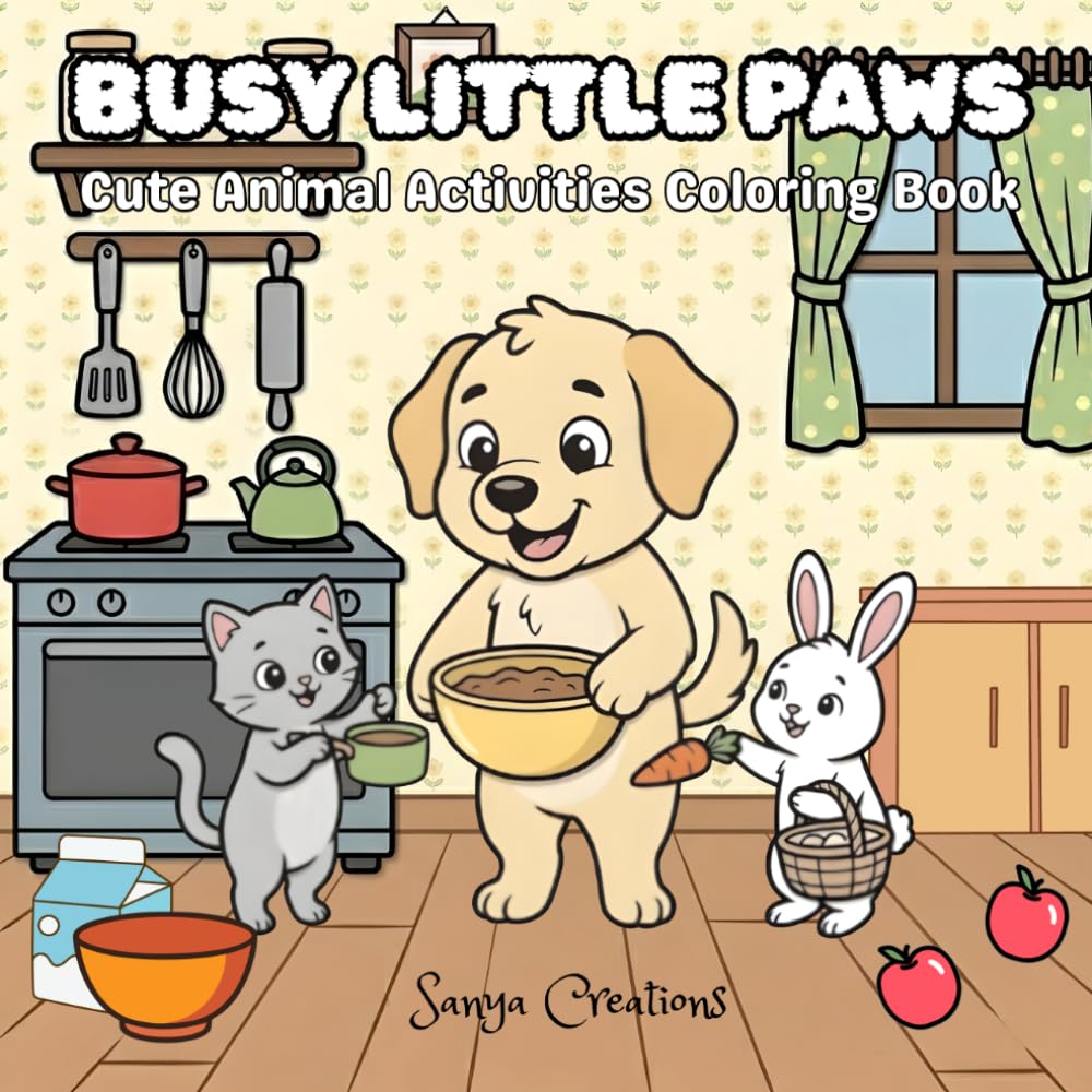 Busy Little Paws: Cute Animal Activities Coloring Book
