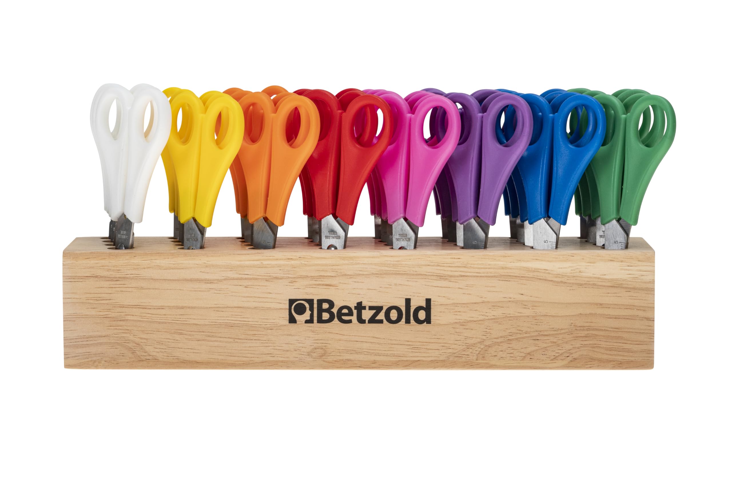 Betzold Scherenständer aus Holz inkl. 32 Scheren – für Rechts- und Linkshänder