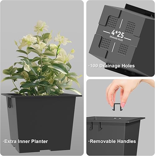 Miniatura 6 de Kante Juego de 2 macetas de 28 pulgadas de alto, maceta cónica grande para exteriores, interiores, jardín, patio, puerta delantera (negro)