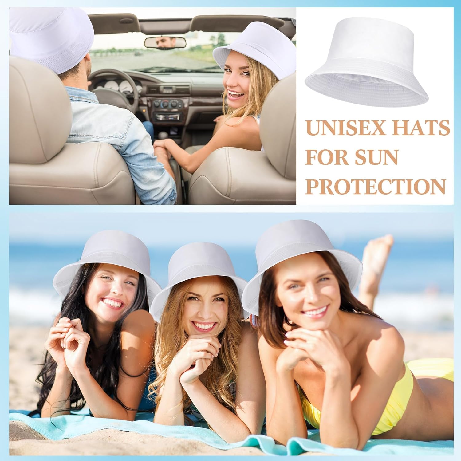 Mepase Bucket Hat Bulk, Cotton Summer Cap Summer Solid Color Beach Getaway Fisherman's Hat for Women Men - Image 5