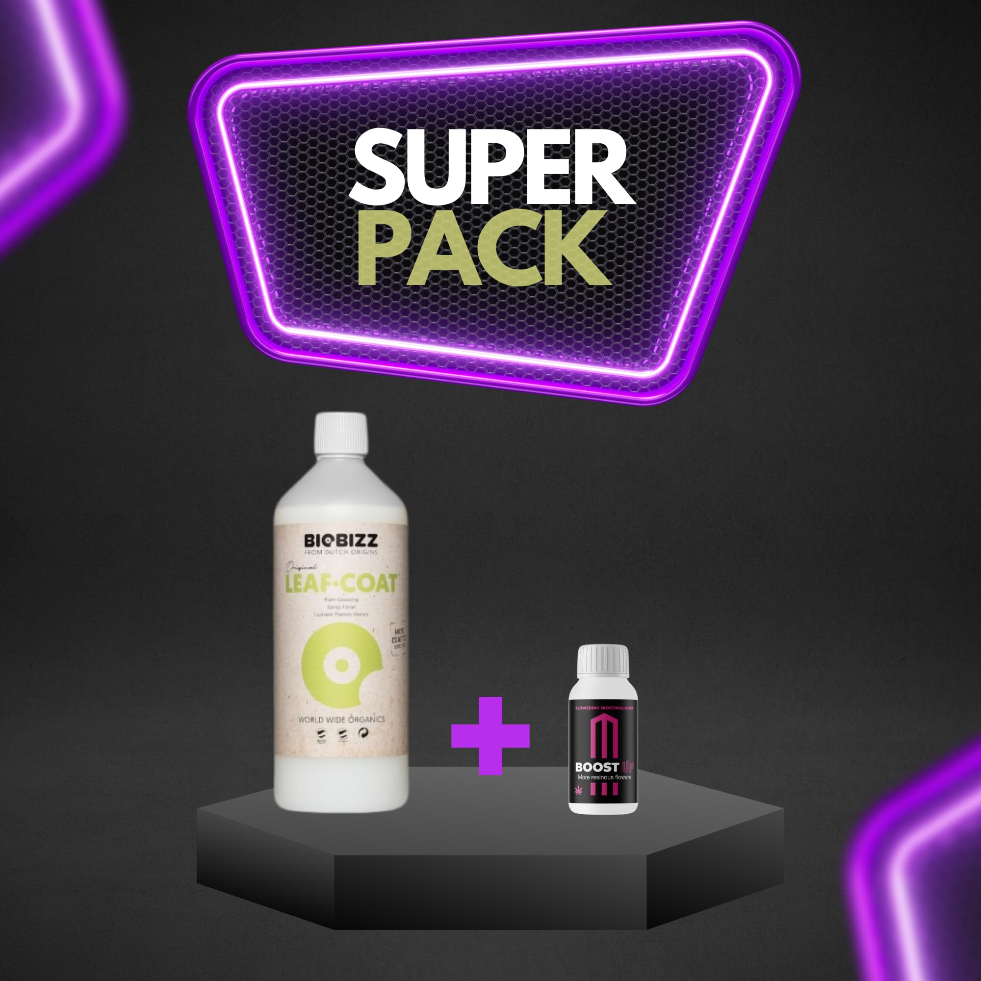 GROWMANIA Leaf Coat de BioBizz 1 l + échantillon Boost Up Nutrients + Verre doseur | Revêtement foliaire naturel | Renforce les plantes dans les jardins et les jardins moyens