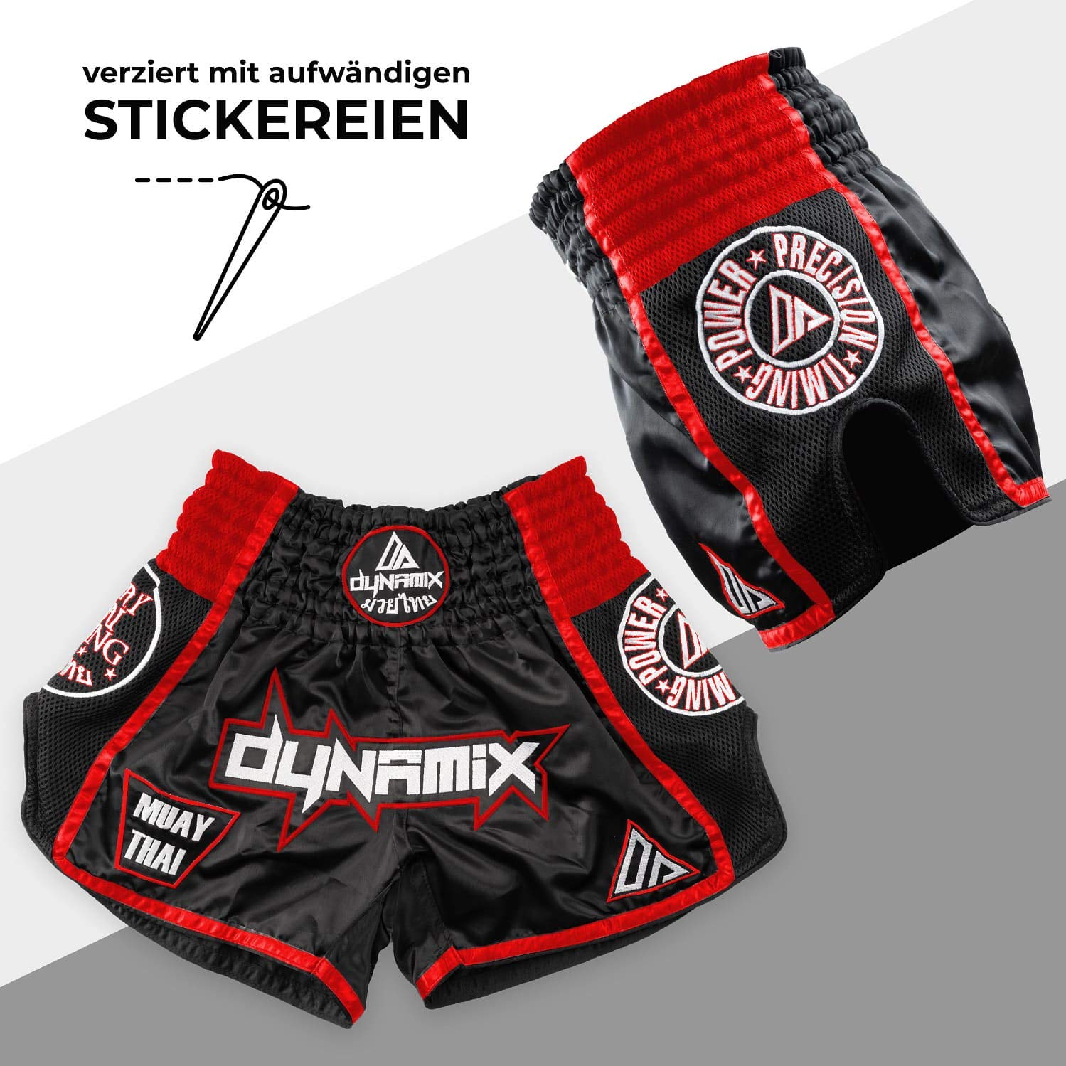 Muay Thai Shorts Warpath Weiß/Schwarz - Thaiboxen Thaibox Hose für Herren mit Air-Tech-Gewebe