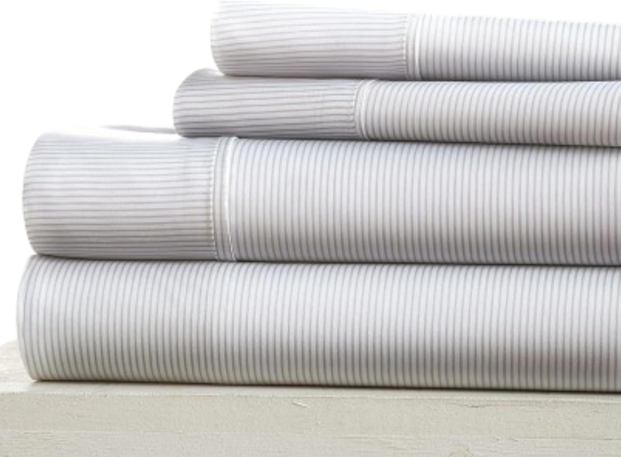 Linen Market 3 Piece Twin Bedding Sheet Set (Light Gray Pinstriped) - Sleep Better Than Ever with These Ultra-Soft & Cooling Bed Sheets for Your Twin Size Bed - Deep Pocket Fits 16" Mattress