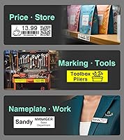 Vista 8 de D480BT 18mm Label Maker Machine with Tape Bundle with 4PK Label Extra Strength Tapes(Black on Yellow), QWERTY Keyboard Labeler with Backlit LCD