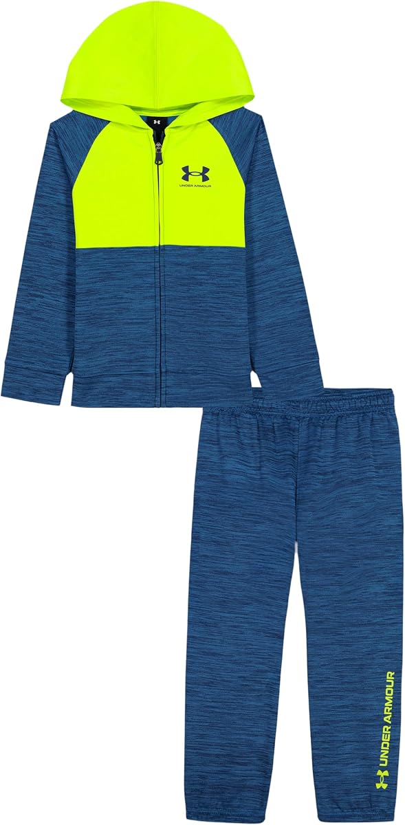 Conjunto de sudadera con capucha de 2 piezas, sudadera con cremallera completa y pantalones polares para niño