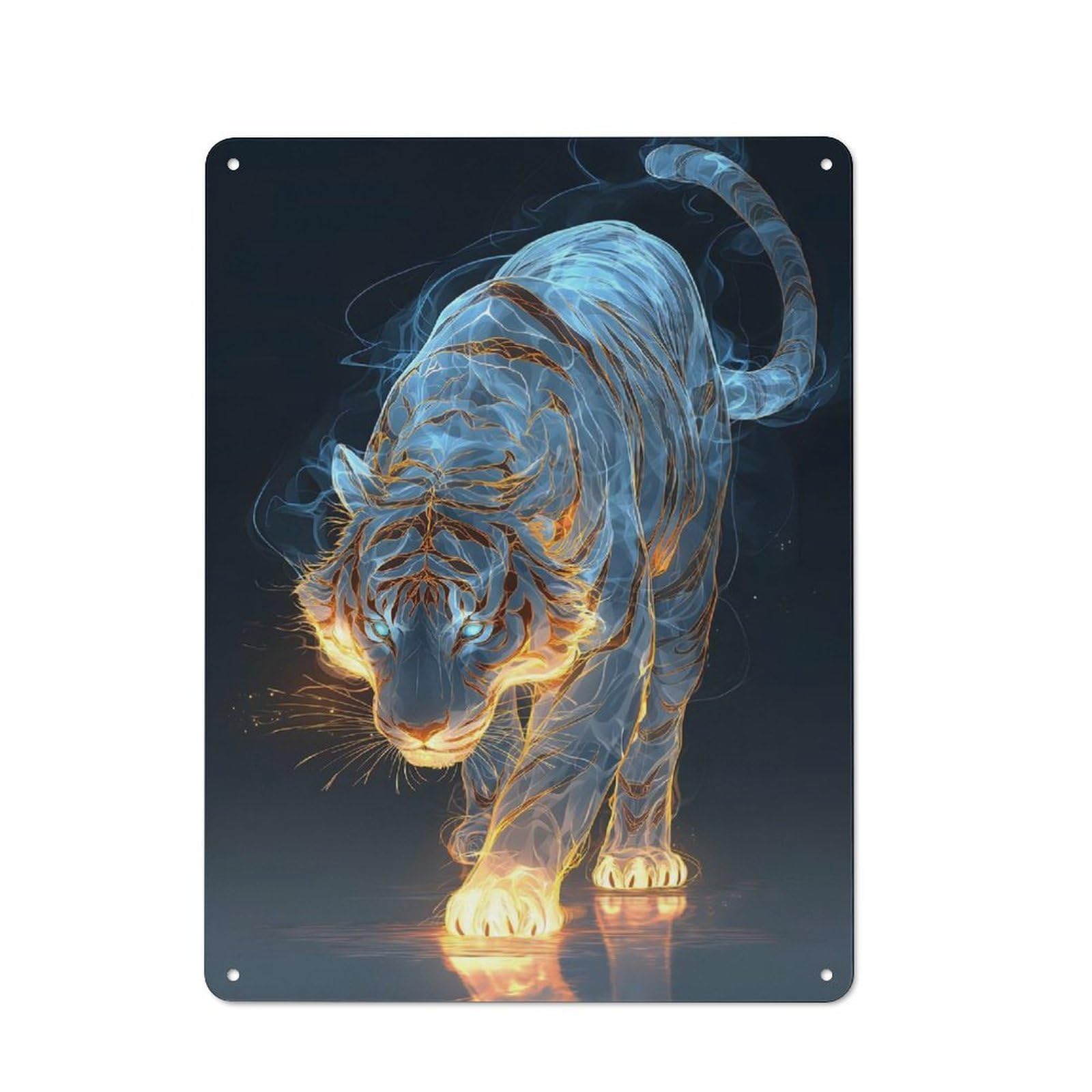 Ethereal Tiger Smart Metal Wall Decor 40x30cm, Office Metal Sign for Office, Study, Studio Or Hallway