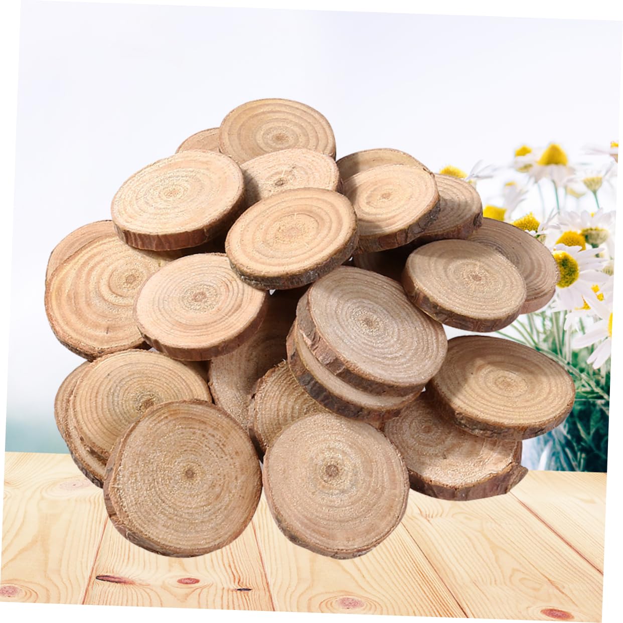 SEWACC 150stücke Natürliche Holzscheiben Handbemalt Für Bastelarbeiten Hochzeit Dekoration Tischmittelpunkt Foto Requisiten Unvollendete Holzscheiben