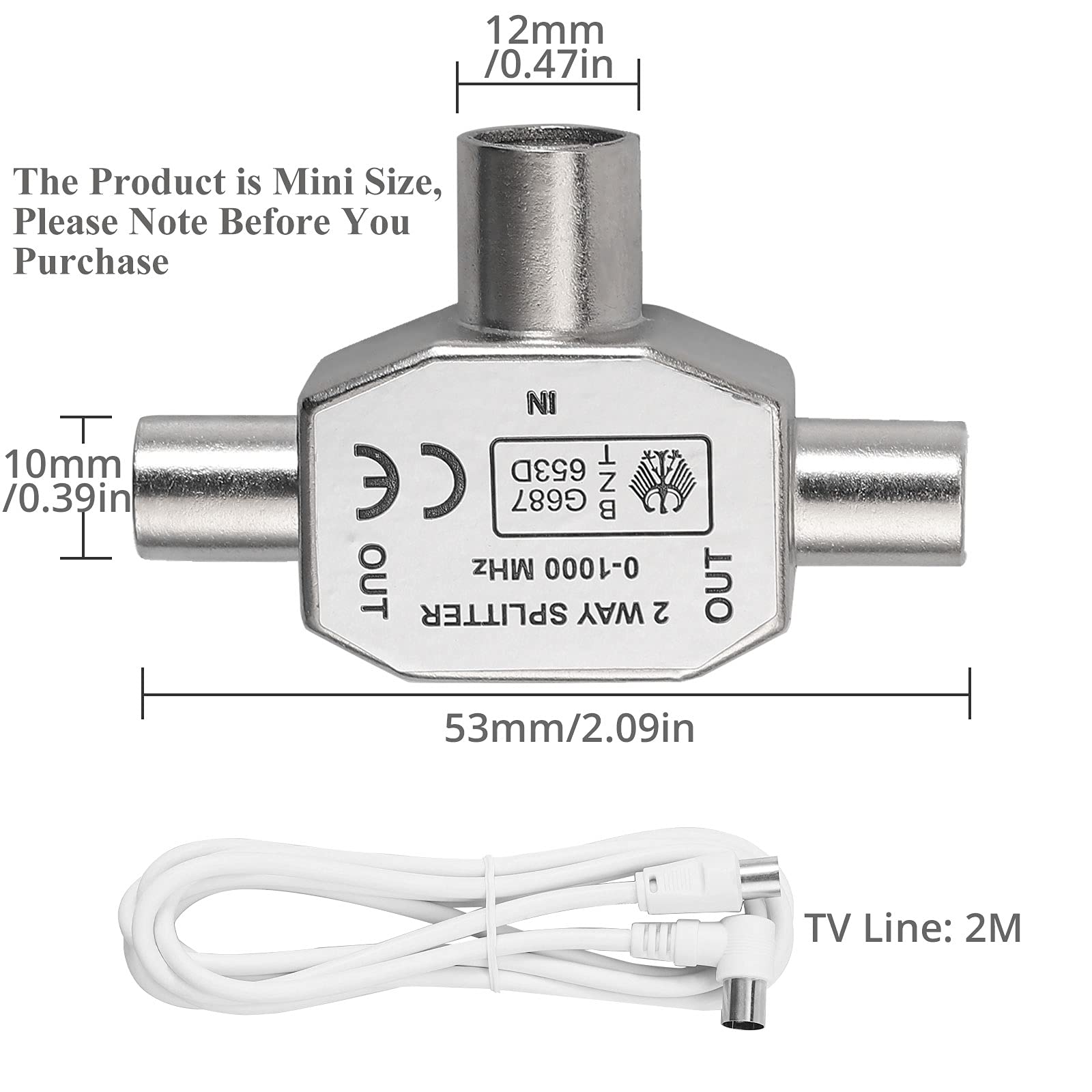 2-Wege Koaxial-Splitter – TV Antennen Adapter Für Satellit & Kabel, Stecker/Buchse Aus Metall