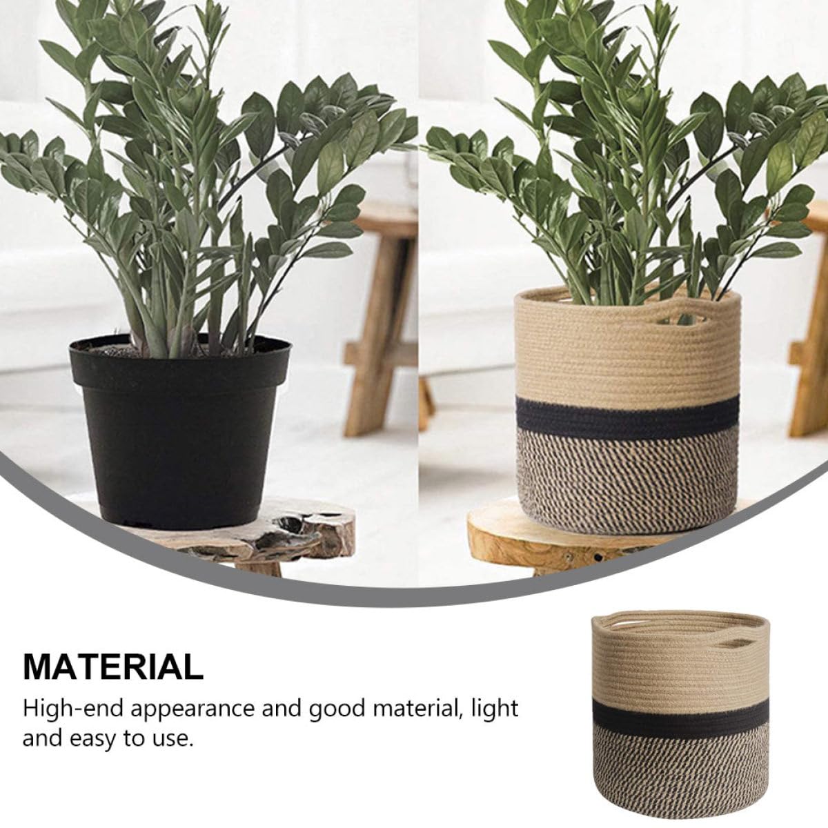 KICHOUSE Cesta de Almacenamiento Redonda de 30 Cm, Cesta Organizadora de Algodón Trenzado en Amarillo y Negro para Ropa Sucia y Artículos del Hogar, Contenedor Práctico para Baño