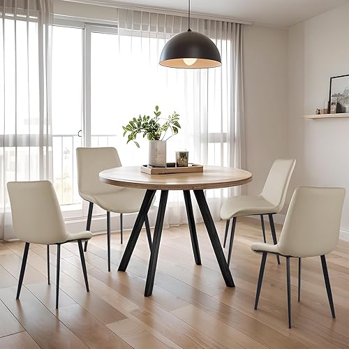 Miniatura 7 de Sillas de comedor, modernas sillas de comedor de piel sintética con patas de metal resistentes, asiento tapizado, sillas laterales decorativas para