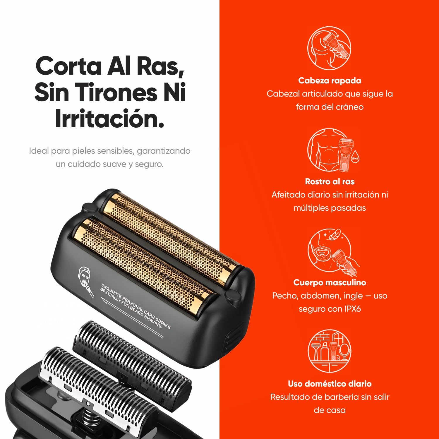 Afeitadora Eléctrica Hombre Foil - Maquina de Afeitar Cabeza Rapada y Barba, Afeitadora cabeza, Motor 9000RPM, IPX6, Batería 150min, LED, USB-C, Dry&Wet - WMARK NG-7982