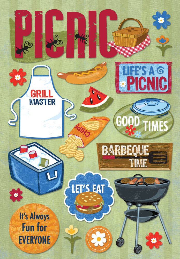 Karen Foster Design Acid and Lignin Free Scrapbooking Sticker Sheet, Life's a Picnic by KAREN FOSTER