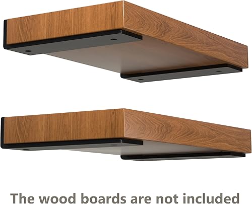 Miniatura 10 de Soportes flotantes de 6 pulgadas, soporte oculto resistente para pared, repisa, estanterías, acero recubierto de polvo negro, paquete de 6