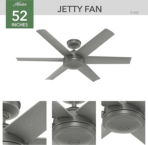 Miniatura 3 de Hunter Jetty WeatherMax - Ventilador de techo para interiores y exteriores con control de pared Plateado mate,Negro mate,bronce