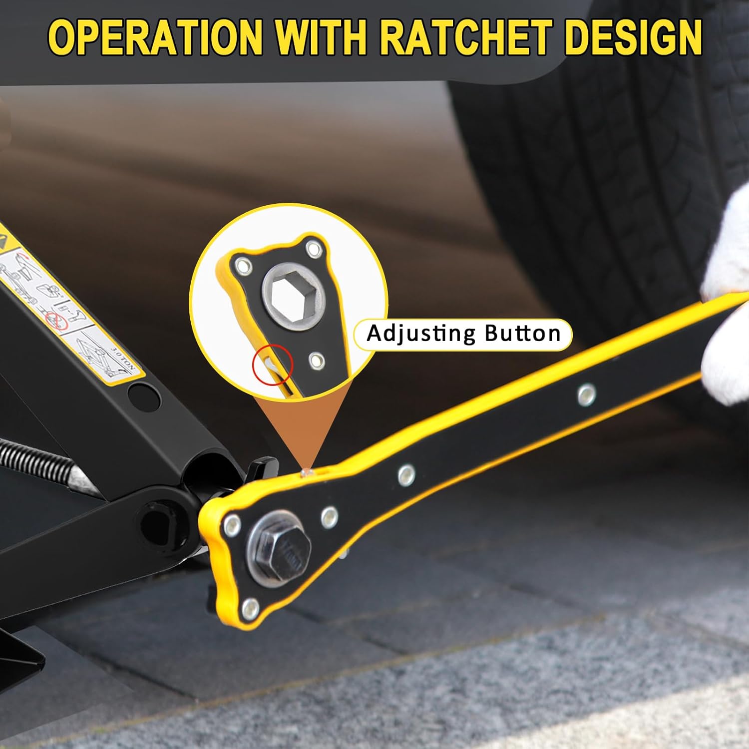 3-Ton Scissor Jack Kit for Chevrolet C5 C6 C7 C8 GS Z with Rubber Jack Pad, Car Spare Tire Repair Tools for Car Chevrolet, Tire Changing Tools Kit for Chevrolet with L-Wrenches（17/19/21/23mm）