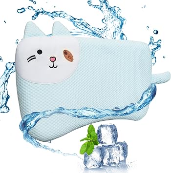 Toddler Pillow for Sleeping, Cool Flat Pillow, Memory Foam Toddler Pillow for Kids, Ultra Thin Design,Easy to Carry for Traveling or Camping Age 2 to15Blue, 18 in x 10.5 in