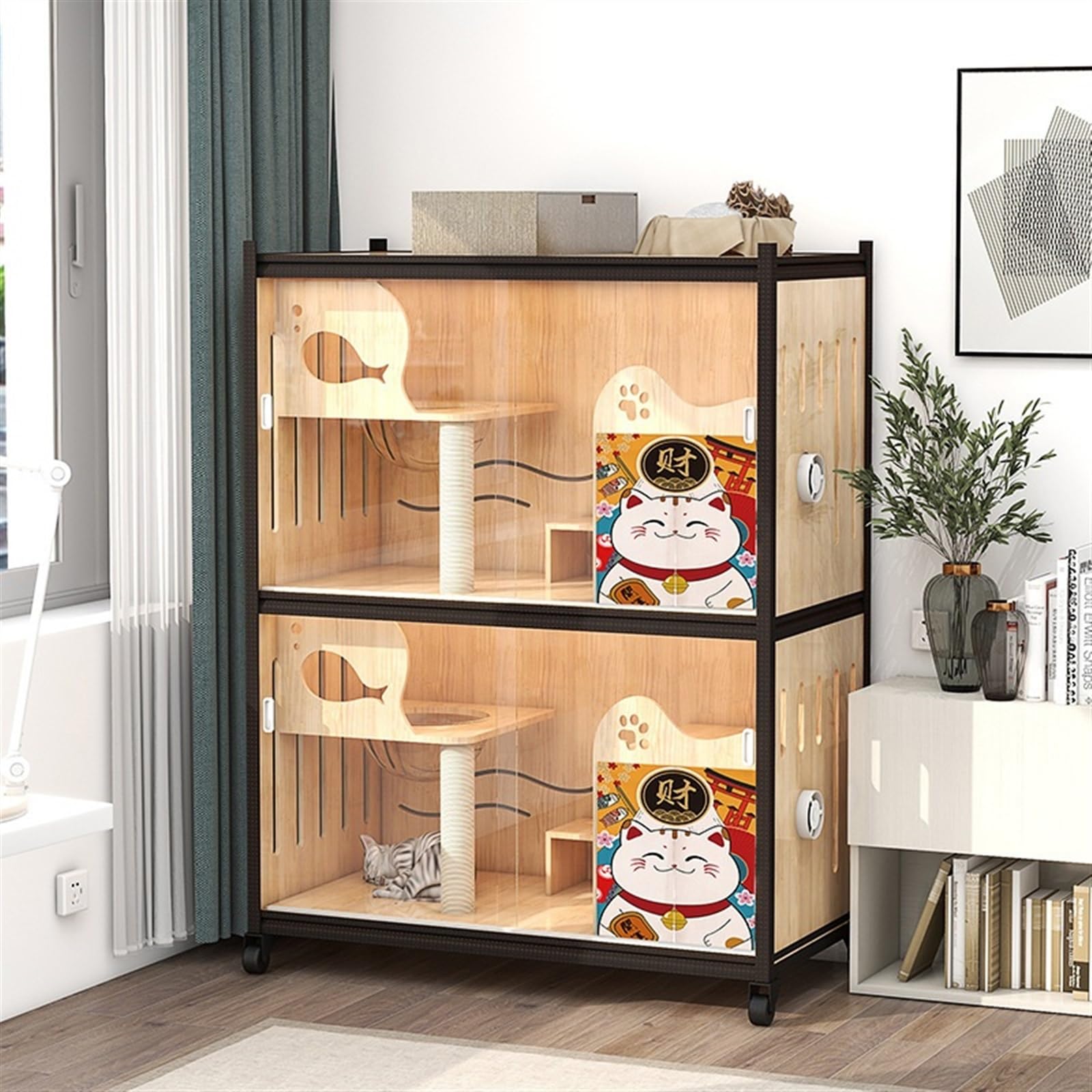 Casa del Gatto Gabinetto for Allevamento Gabbia for Allevamento Gabbia for Gatti in Legno Vetrina di Grandi Dimensioni Vetrina for Gatti Chiusa Villa for Gatti Gabbia per Gatti