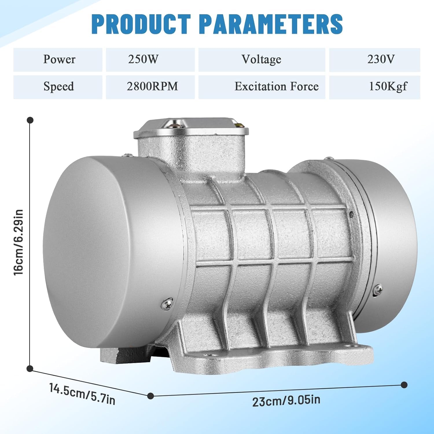 MXBAOHENG 250 W Eléctrico Motor Vibratorio 150 kg Motor de Vibración asincrónico para dispositivos mecánicos con interruptor y EU-enchufe para construcción/química/minería mesa vibradora de maquinaria