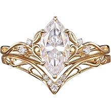 Auldey Moissanite Bridal Ring Sets for Women,Vintage Marquise/Oval/Pear Cut Engagement Ring Sets, S925 Sterling Silver Promise Anniversary Wedding Bands Valentine's Day Gift